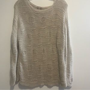 J Jill Oatmeal Textured Loose Knit Casual Sweater